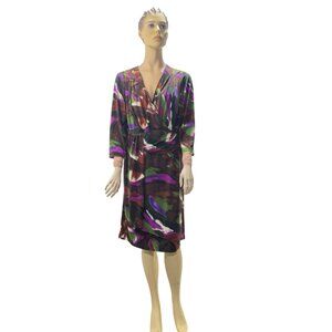 MONROE & MAIN Women's Wrap Dress Abstract Print Multicolor Poly Stretch Size 18W